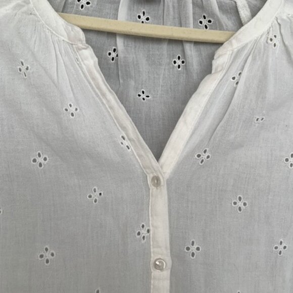 Blouse White Cotton Eyelet - Picture 5 of 6